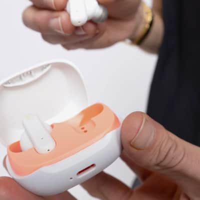 Skullcandy Smokin' Buds in-Ear Wireless Earbuds - Bone/Orange Glow image 4