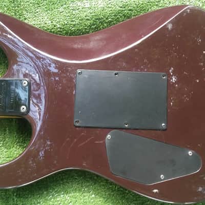 Jackson Model PS4 MIJ JAPAN PERFORMER VINTAGE 90s Floyd Rose 24 Frets Reverse Headstock 1990s Factory Original Burgundy Purple Brown Mist Finish image 5