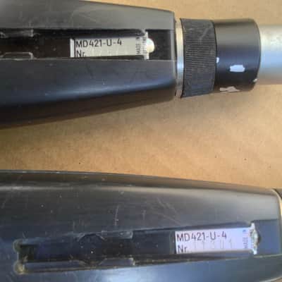 2 x Sennheiser MD 421-U 4 Dynamic Microphone / nice set great for stereo / vintage Made in Germany - Black image 10