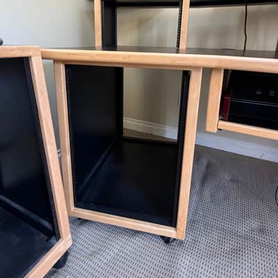 KK Audio Custom Producer Desk with Dual Bay Rack Unit 2006 (tons of rack space!!)- Black and Light Oak image 4