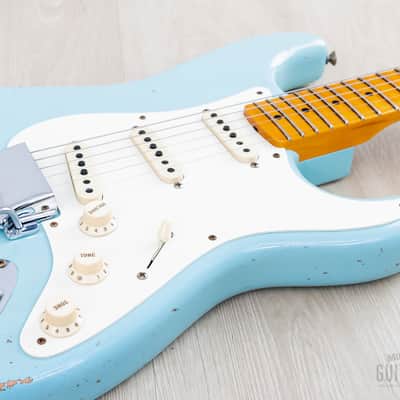 2023 Fender Custom Shop Limited Edition 1957 Stratocaster Relic Faded Daphne Blue w/ Case, COA, Tags image 6