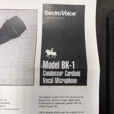 Electro-Voice BK-1 Handheld Cardioid Condenser Microphone 1980s - Black image 12
