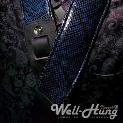 Well-Hung Snakes in My Brain "Midnight Blue" Python 3" wide padded guitar strap image 3