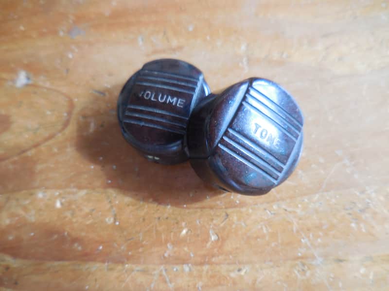 Gibson Volume & Tone Knobs Fat Brown Bakelite Knobs 30's-40's image 1