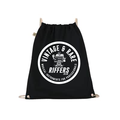 Riffers | Vintage & Rare Musical Instruments for Professionalns | Organic Cotton Drawstring Gear Bag, Black | Limited Run, 2026 feat. Vintage Roland CR-5000 8000 CompuRhythm Drum Machine