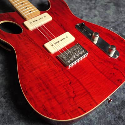 Fender Hollow Body Telecaster Partscaster P90 Special Natural Red Spalted Maple Flame top image 2