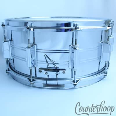 Pearl "World Series"14x6.5"Snare Drum 10-Lug Heavy Steel Vintage 80s Triple Rims image 7
