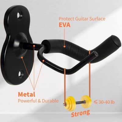 Guitar Wall Hangers, Guitar Hanger Wall Mount 4 Pack Wall Stands Holders Hooks- Home and Studio Guitar Keeper image 2