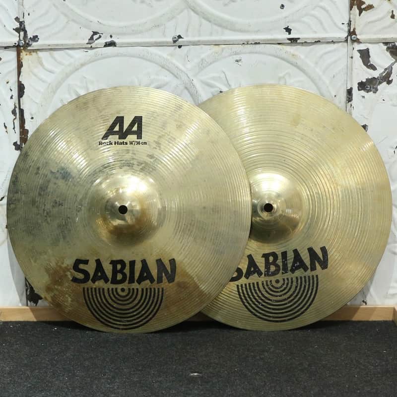 Used Sabian AA Rock Brilliant Hi-Hat Cymbals 14in (1230/1486g) image 1
