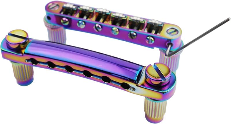 Guitar Tune-O-Matic Bridge and Stop Bar Tailpiece Combo Replacement Compatible with LP SG EPI 6 String Electric Guitar(GS001 + GM005, Chameleon Rainbow) image 1