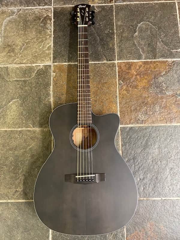 Cort Core OC Spruce All Solid Electro Open Pore Trans Black image 1