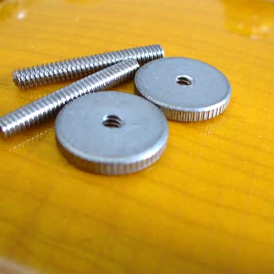 Gibson AGED soft brass 50 thumbwheels + posts for vintage ABR-1 bridge Les Paul Royal Mount 2026 - Nickel image 6