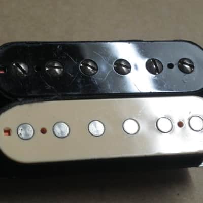 litely reliced player's wear StewMac Neck Humbucker Reverse Zebra (screws on black/flat poles on creme) 8.42k, Alnico 5, 50mm pole spacing, item # 101549 2000s-2010s, +screws/springs (orig 4 conductor wire shortened & 2 conductor wire added, Now 2 con) image 20