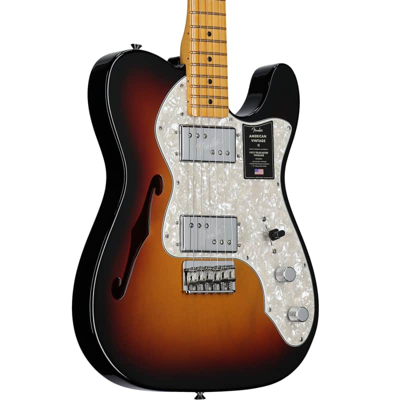 Fender American Vintage II 1972 Telecaster Thinline Electric Guitar, Maple Fingerboard (with Case), 3-Color Sunburst, Open Box (Very Good) image 1