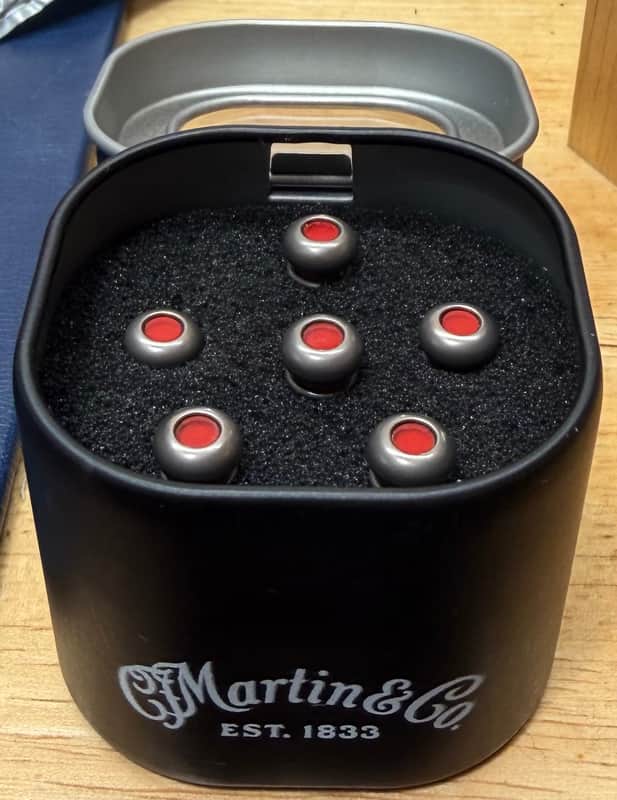 Martin Luxe Liquid Metal Bridge Pins 2019 Turkish Emery with Red Dot Inlay image 1
