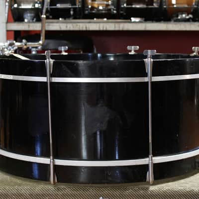 1930s Slingerland Bass Drum in Black Lacquer 9x22 image 4