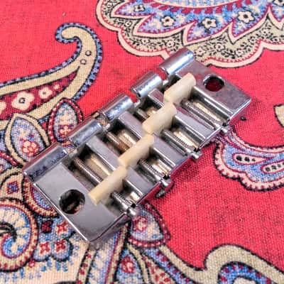 VINTAGE 1970 GIBSON (2) POINT (4) SADDLE BASS BRIDGE w/ POSTS & INSERTS image 4