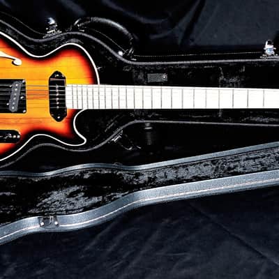 BootLegger Guitar Single Barrel Brown Red Black Burst Custom Case & Flask P90 & Single Coil image 19
