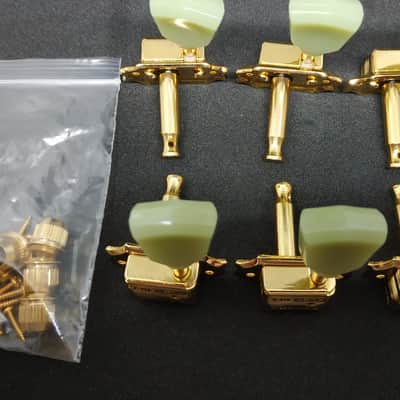 6 Gold Wilkinson, kluson style 3+3 Machine heads, Keystone button image 3