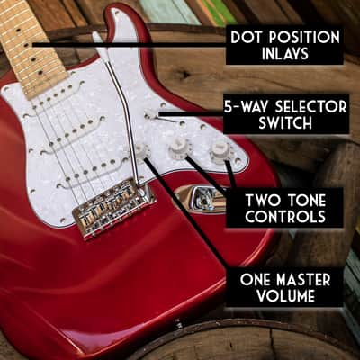 Sawtooth Candy Apple Red ES Series Electric Guitar w/ Pearl White Pickguard - Includes: Gig Bags & Accessories image 3