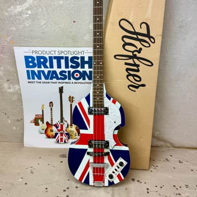 NOS Hofner HI-BB-UNJK Ignition Violin Bass with Union Jack UK Flag ~2014 image 1