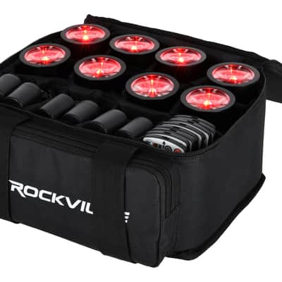 Rockville 8 PACK MINI HALO BLACK DJ Wash Lights+Bag, Wireless DMX/Rechargeable image 9