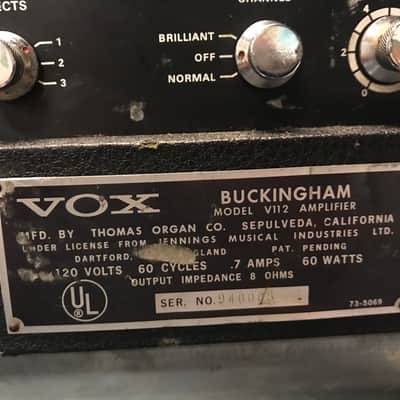 Vox V1123 Buckingham 3-Channel 35-Watt 2x12" Piggyback Guitar Amp 1967 - Black image 6