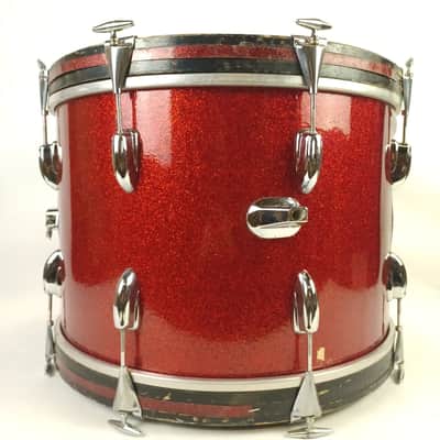 Slingerland 60s 14x20"Red Sparkle Bass Drum Black/Gold Vintage63 Niles 3Ply Kick image 6
