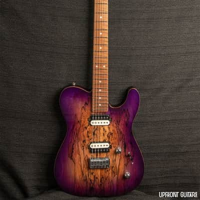 G&L Custom Shop ASAT HH RMC Purpleburst Spalted Maple on Okoume, AAA roasted neck image 8