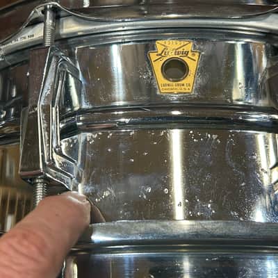 Ludwig 5" deep X 14" head Super Sensitive Snare Drum (3296-SD-4186) 1966 - chrome image 25