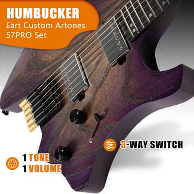 Eart GW2-Pro Headless Electric Guitar, Roasted Ash Body,24F Rounded Ends Jumbo Stainless Steel Bild 5