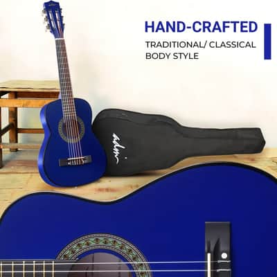 ADM Beginner Acoustic Classical Guitar 30 Inch Nylon Strings Wooden Guitar Bundle Kit for Kid Boy Girl Student Youth Guitarra Online Lessons with Gig Bag, Strap, Tuner, Extra Strings, Picks,Blue image 4