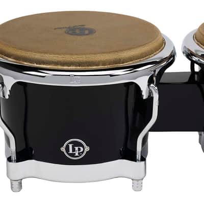 Latin Percussion LP 7-1/4" and 8-5/8" Fiberglass Bongos - Black with Chrome Plated Hardware (LP200XF-BK) image 4