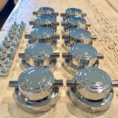 (10) DW Collector’s Series Chrome Snare Drum Turret Lugs including the Cookies (rubber gaskets) & Mounting Screws image 4