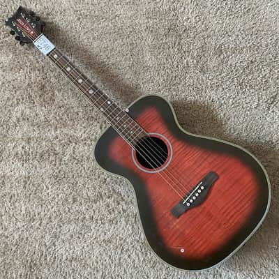 Daisy Rock Daisy Rock Red Burst Acoustic Guitar, Tiger Maple Top, Mahogany Neck, Rosewood Fingerboard - Red image 2
