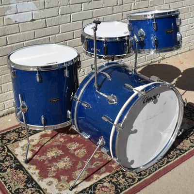 Vintage Pearl Kit "Tempro"  Drum Set with Snare in Blue Sparkle 20, 14, 12, 16 image 5