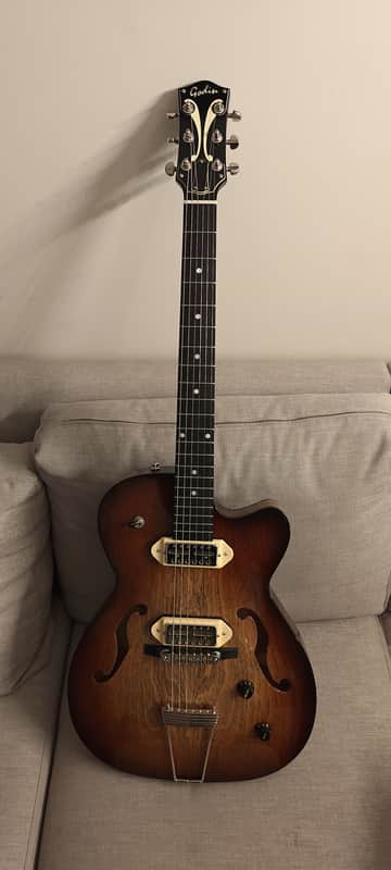 Godin 5th Ave TL Thinline w/ Lollar Gold Foils 2024 - Vintage Burst image 1