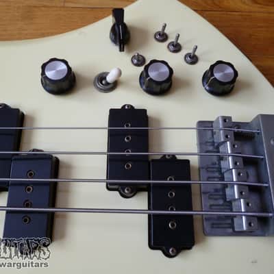 Vintage B.C. Rich Mockingbird Bass Neckthrough MIJ 1985 Aged White image 7