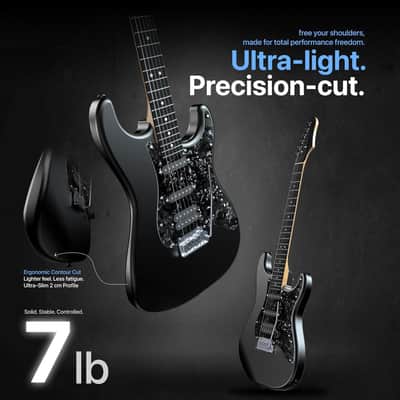 Electric Guitar with Built-in DSP Effects, 4 Presets, USB-C Recording, Headphone Output, Custom Ceramic Pickups, Carbon Fiber Body, with Gig Bag, Strap, Cable & Picks image 3