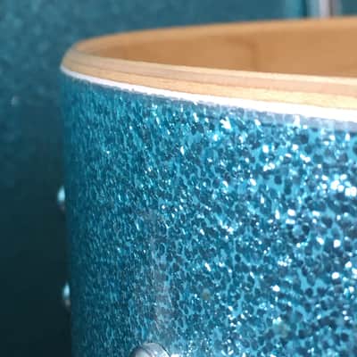 C&C Custom Drum Set Cardwell Drums USA Order Made 10/14/22 CC Rock Kit Turquoise Sparkle American Maple Shells Tube Lugs image 12