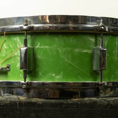 1930s Leedy 5x14 Broadway Standard Green Pearl Snare Snare Drum image 8