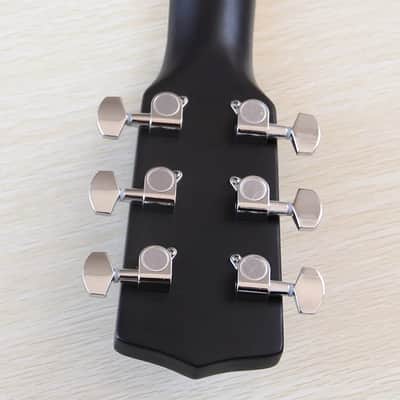 Black Single Cut Dobro Resonator Guitar, Laminated Spruce Top, Sapele Body, Okoume Neck image 5