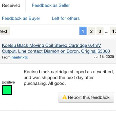 Koetsu Black Goldline MC Cartridge 0.4mV Output, Line contact Diamond on Boron, Original $2995 image 21