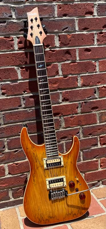 Schecter C-1 Exotic Spalted Maple 2023 - Satin Natural Vintage Burst - GIGBAG INCLUDED image 1