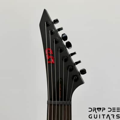 ESP LTD M-7HT Baritone Black Metal 7-String Electric Guitar - Black Red Burst Satin image 11