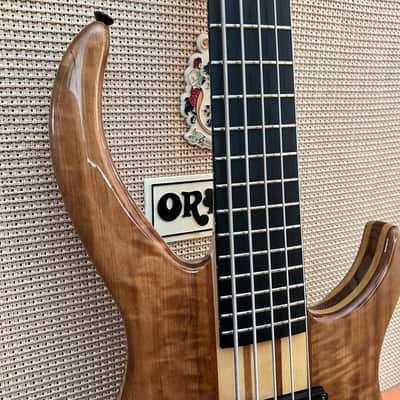 Harley Benton BZ-5000 II NT Natural Thru Neck 5-String Electric Bass Guitar image 3