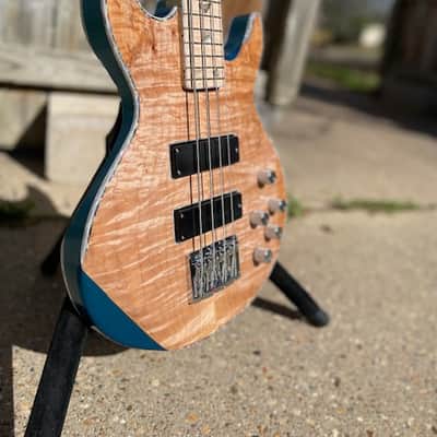 JLC Guitars Anaheim Bass - Natural, Aquamarine Metallic image 1