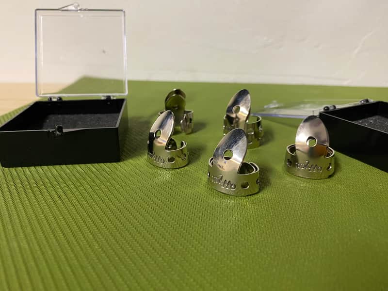 Wyatt Custom Banjo Finger Picks Pre-War National Style German Nickel Silver image 1