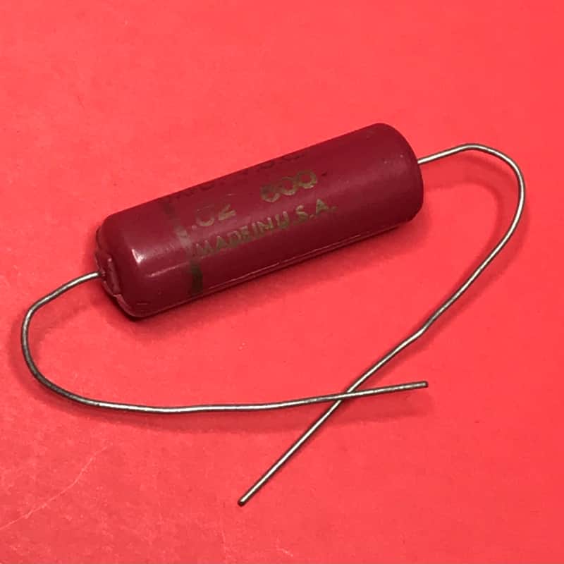 1950s Pyramid .02 uF 600V red molded mylar Capacitor 50s Guit…