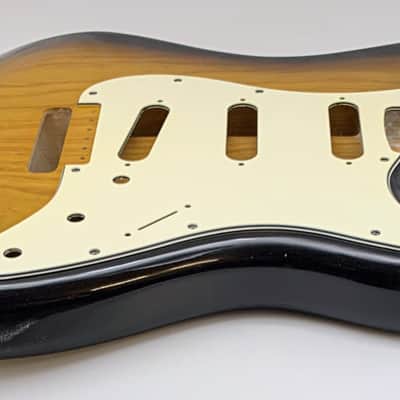 3lbs 8oz BloomDoom Nitro Lacquer Aged Relic 2 Tone Sunburst Hardtail S-Style Vintage Custom Guitar Body image 5